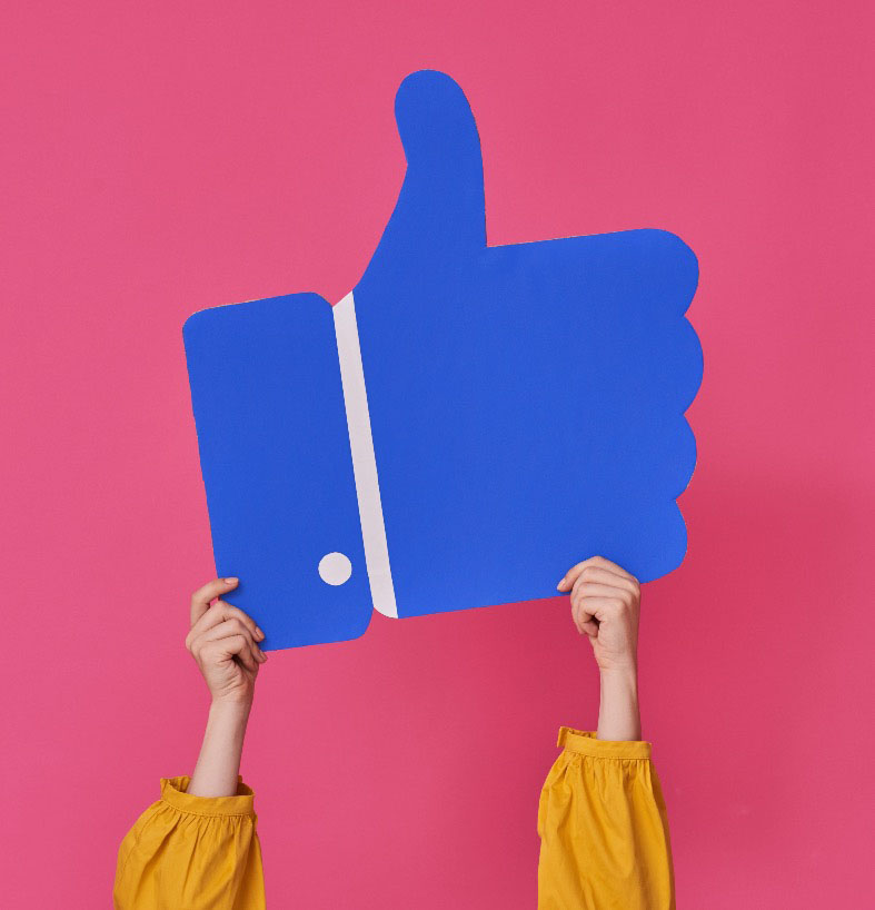 Beamup Visuals om content marketing - Effektive Facebook opslag - thumbs-up